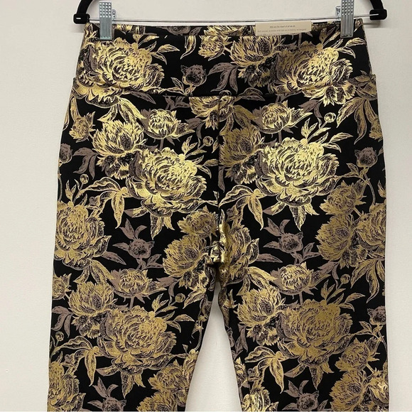 NWT Surroundings Moonstruck Black Metallic Gold Floral Pants size 6 full length - Picture 3 of 10